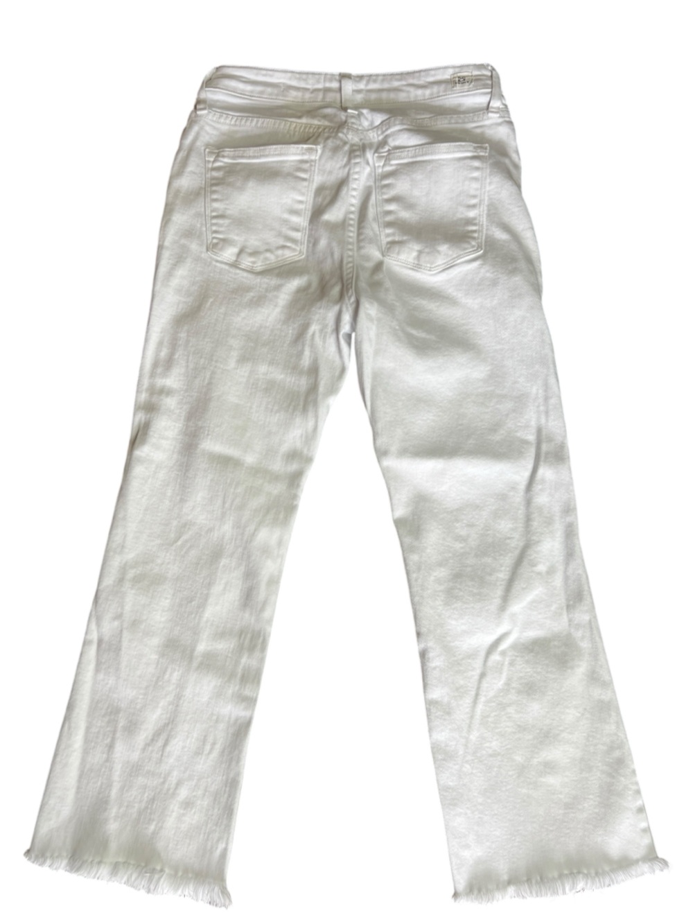 L.T.J Sicily White Jeans 25 Cropped Straight Raw Hem High Rise Made USA Denim - Picture 2 of 10
